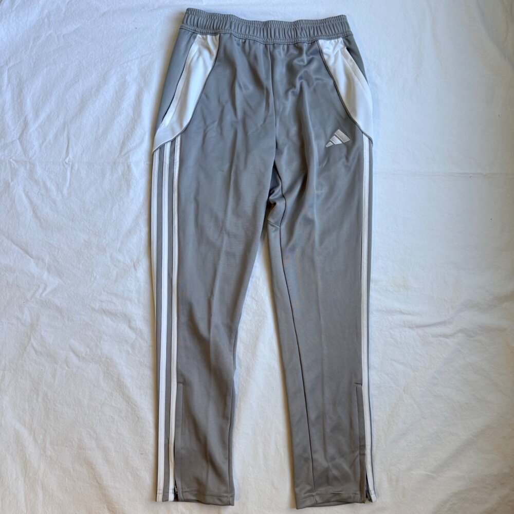 Adidas Kids Gray White Tiro Training Track Pants Boys size Medium 11-12Y